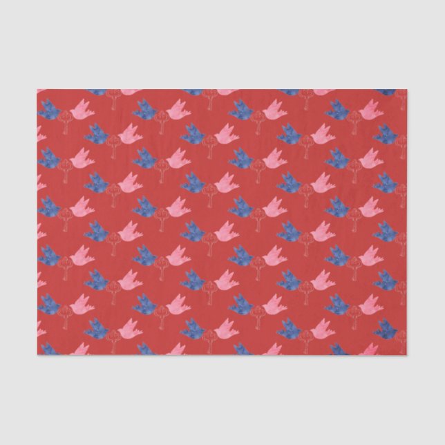 Papier Mousseline Oiseaux Et Clés (Recto)