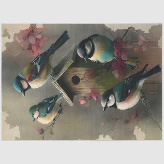 Papier Mousseline Oiseaux et fleurs Ephemera Design Series #18 (Recto)