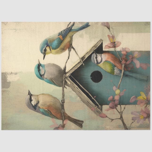 Papier Mousseline Oiseaux et fleurs Ephemera Design Series #19 (Recto)