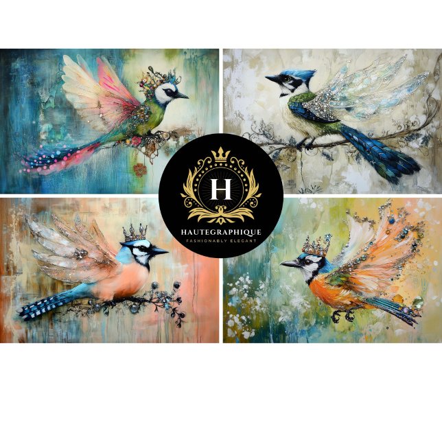 Papier Mousseline Oiseaux Fantaisistes Collage Decoupage (Créateur téléchargé)