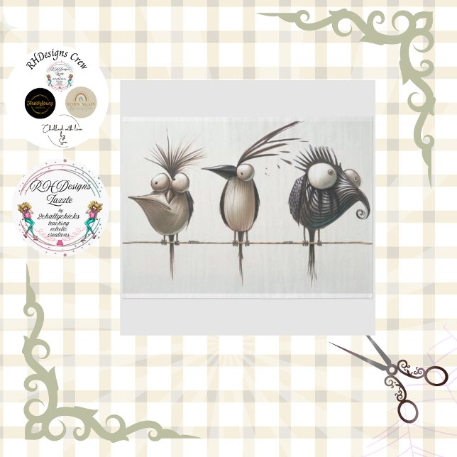 Papier Mousseline Oiseaux perchés sur une ligne de découpage (Créateur téléchargé)