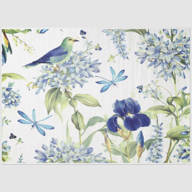 Papier Mousseline Oiseaux printaniers  (Recto)