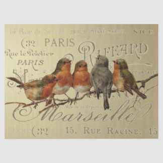 Papier Mousseline Oiseaux sur Gold Vintage Ville Noms Découpage