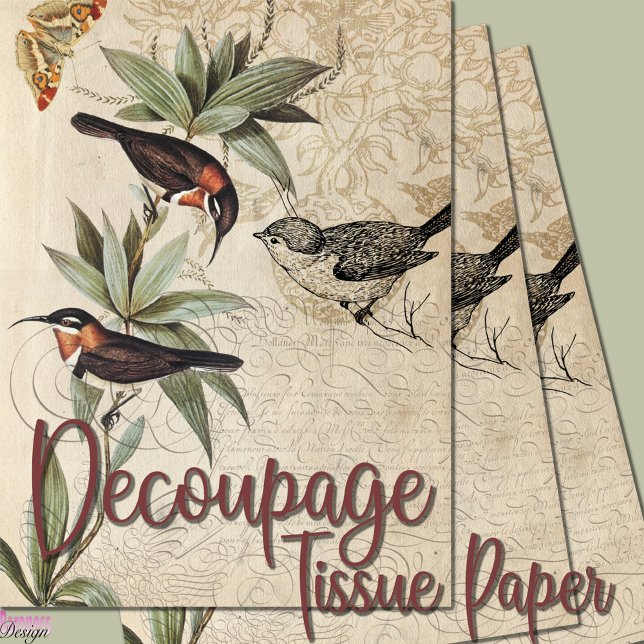 Papier Mousseline Oiseaux sur le feuillage vert des branches découpa (Créateur téléchargé)