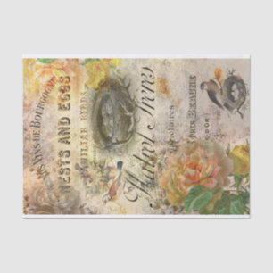 Papier Mousseline Oiseaux vintages en français Ephémère Découpage Ti