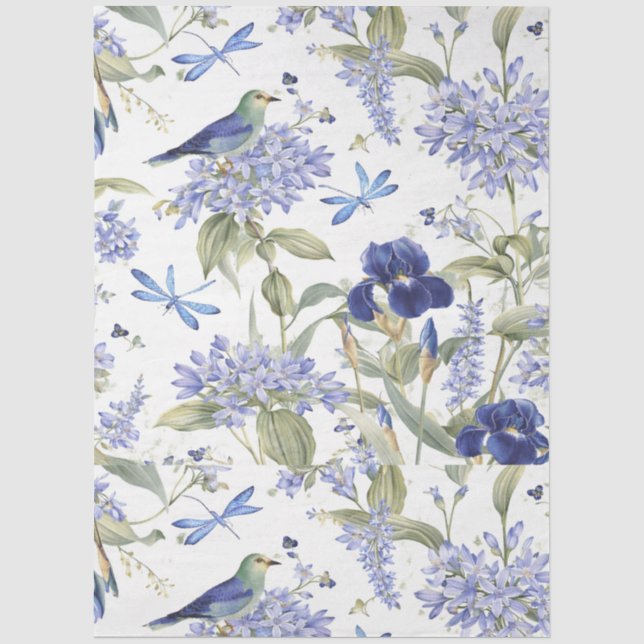Papier Mousseline OiseauxBleus  (Recto)