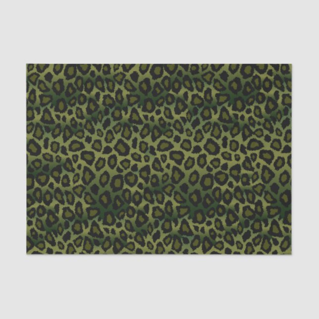Papier Mousseline Olive Green et Black Leopard Poster de animal (Recto)