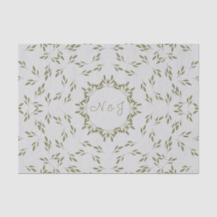 Papier Mousseline Olive Green Feuilles Naturel avoine Rustique Maria