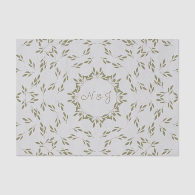Papier Mousseline Olive Green Feuilles Naturel avoine Rustique Maria (Recto)