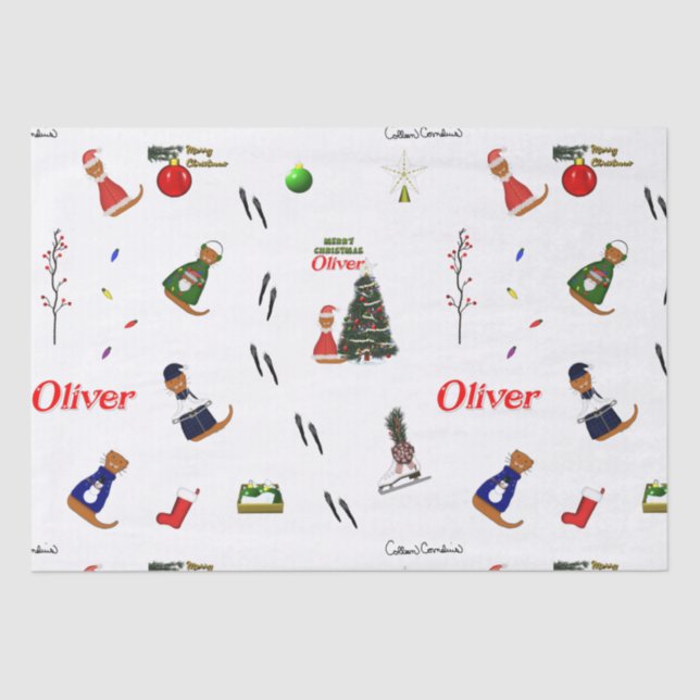 Papier Mousseline Oliver Le Motif aléatoire de Noël Otter (Recto)