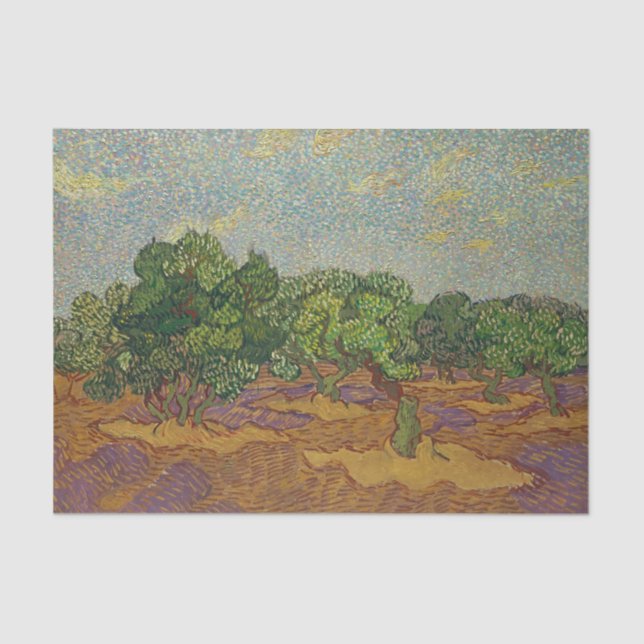 Papier Mousseline Oliviers, Van Gogh, Découpage (Recto)