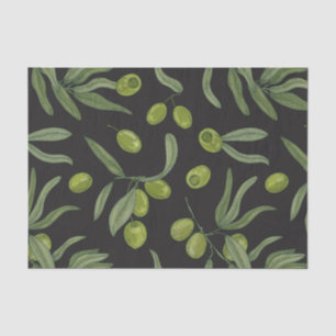 Papier Mousseline Oliviers verts et Feuilles