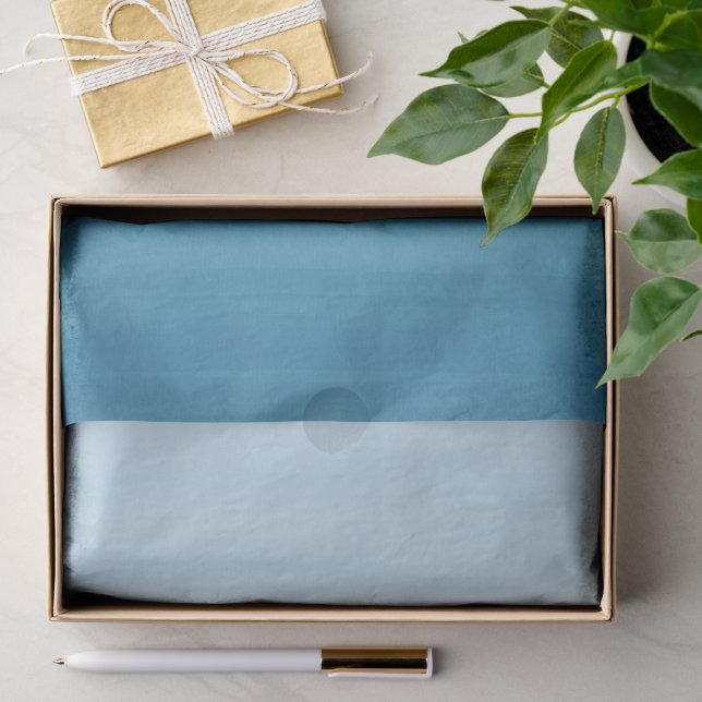 Papier Mousseline Ombre Dégradé Teinture Ocean Blue   (Cadeau)