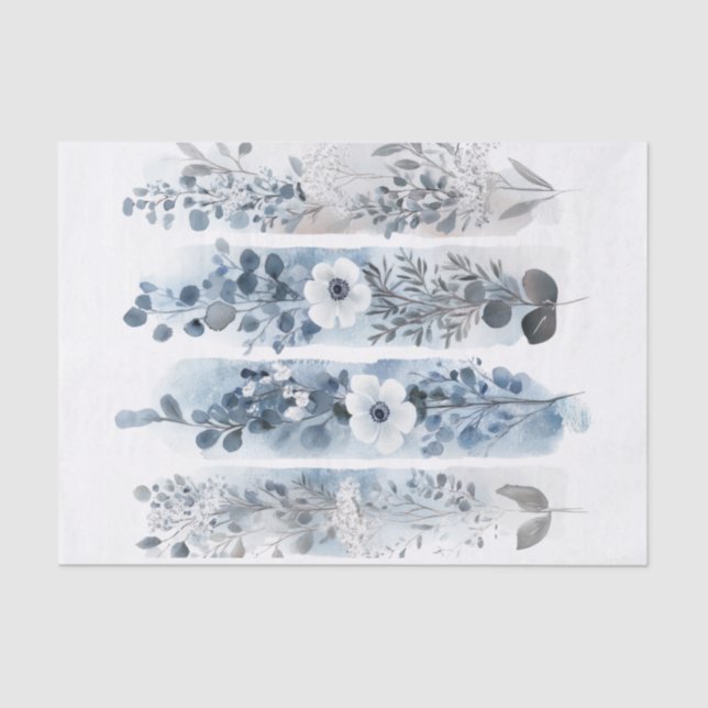 Papier Mousseline Ombre des fleurs sauvages bleues Découpage (Recto)