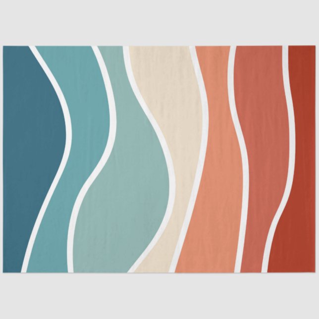 Papier Mousseline Ondes colorées de style rétro (Recto)