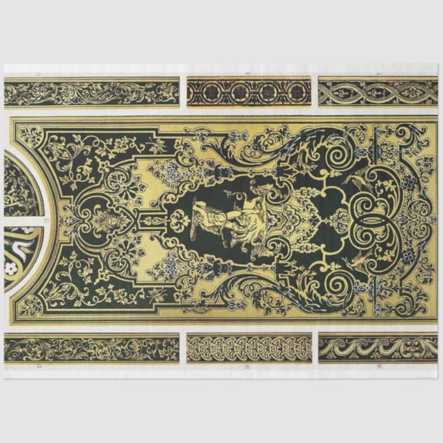 Papier Mousseline Or architectural et papier découpage noir (Recto)