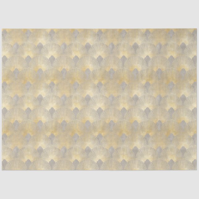 Papier Mousseline Or beige, ventilateur motif, Art Déco, motif vinta (Recto)