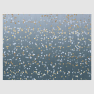 Papier Mousseline Or Blanc Bleu Étoiles brillantes