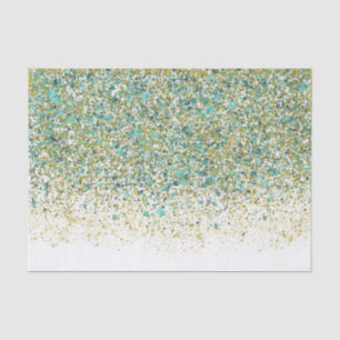 Papier Mousseline Or Blanc Et Paillettes Bleu Turquoise Moderne Glam