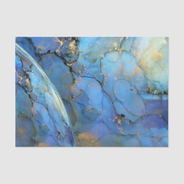 Papier Mousseline or bleu abstrait scifi orb terre (Recto)