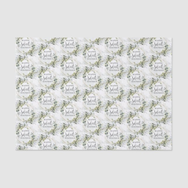 Papier Mousseline Or de la feuille de verdure botanique moderne 16e  (Recto)