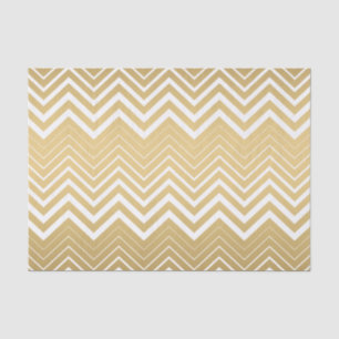 Papier Mousseline Or Et Blanc Zigzag Chevron