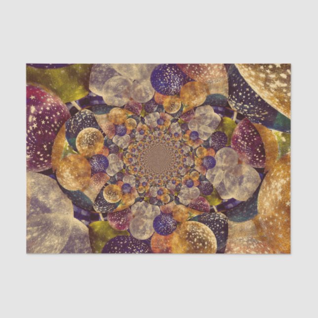 Papier Mousseline Or et kaléidoscope texturisé de ballons de pourpre (Recto)