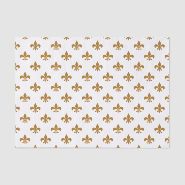 Papier Mousseline Or mat Fleur-de-lis sur Blanc (Recto)