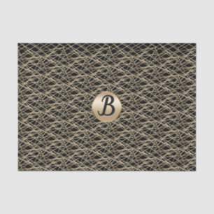 Papier Mousseline Or Noir Abstrait Glamour Luxe Monogramme Fête