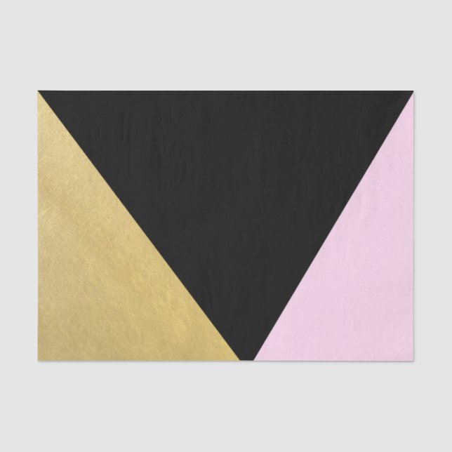 Papier Mousseline Or Noir & Rose Bloc de Couleur Mod Glam Triangles (Recto)
