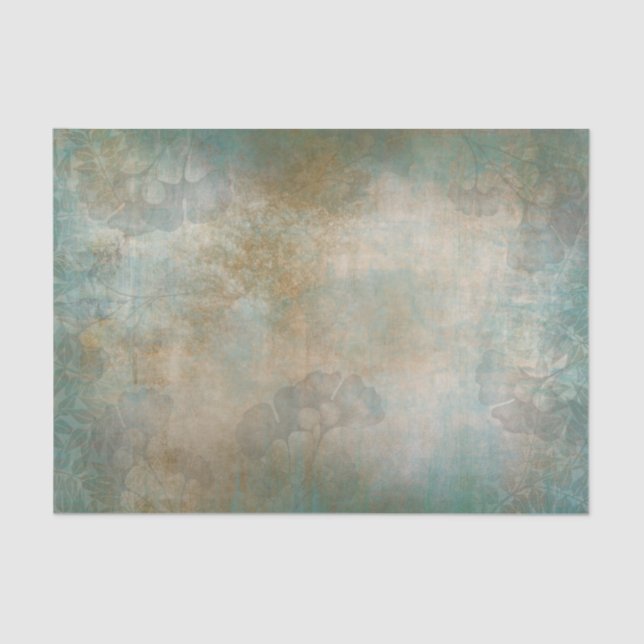 Papier Mousseline Or sur vert antiquité rustique élégant brocart pas (Recto)