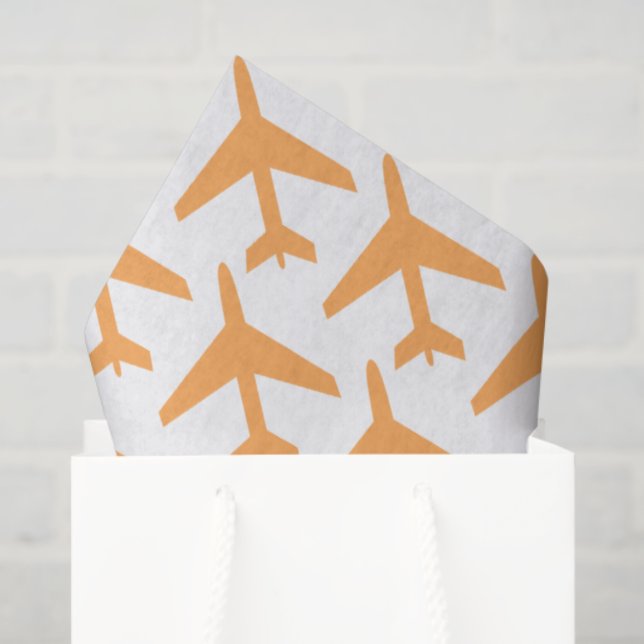Papier Mousseline Orange Airplanes Travel Airline Pilot Adventure (Sac cadeau)