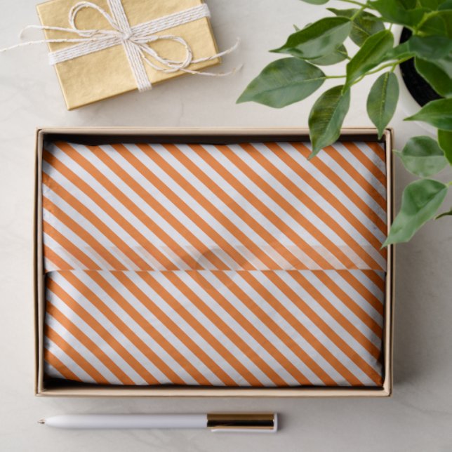 Papier Mousseline Orange And White Stipes (Cadeau)