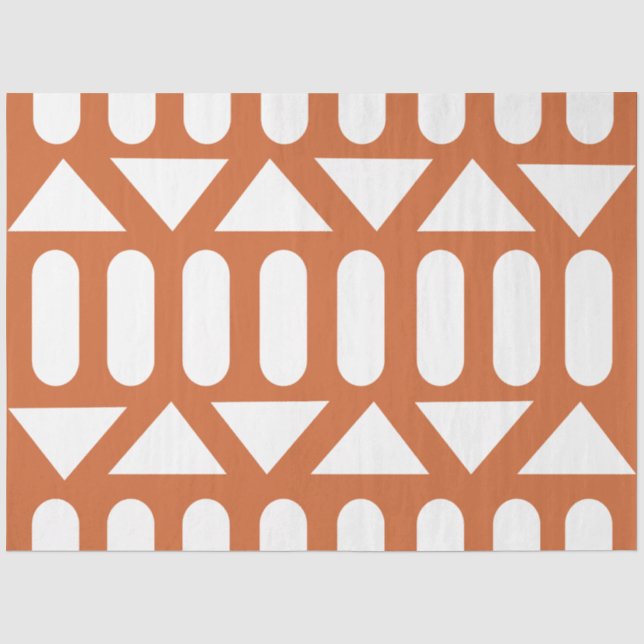 Papier Mousseline Orange blanc moderne géométrique (Recto)
