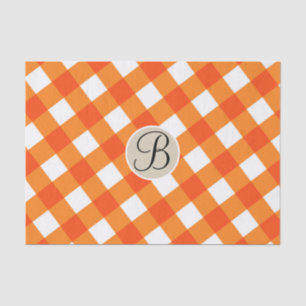 Papier Mousseline Orange Blanc Rustique Pays Automne Monogramme Init