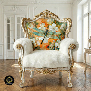 Papier Mousseline Orange Blossoms Dragonfly Découpage Vintage