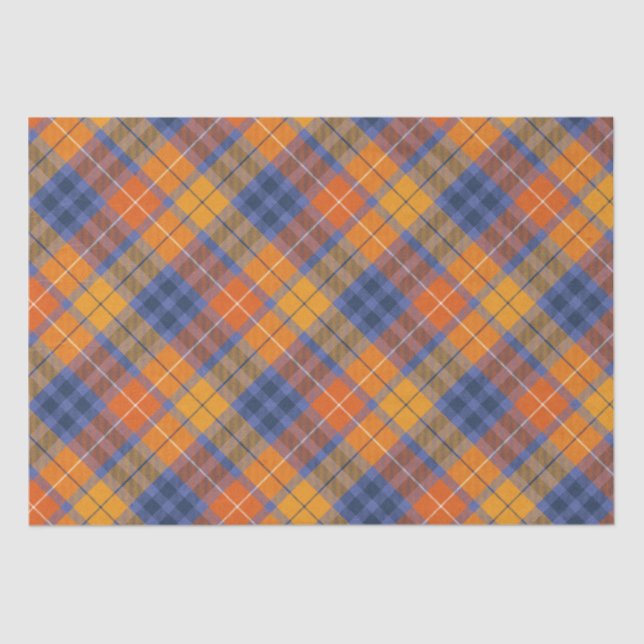 Papier Mousseline Orange Brown Violet Automne Plaid (Recto)