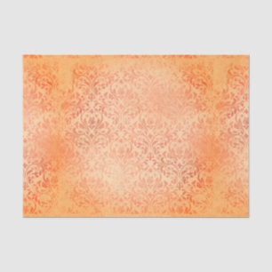 Papier Mousseline Orange Damassé Vintage