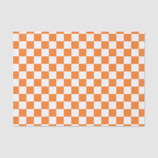 Papier Mousseline Orange et blanc Checkered
