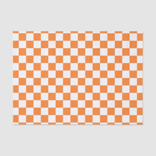 Papier Mousseline Orange et blanc Checkered (Recto)