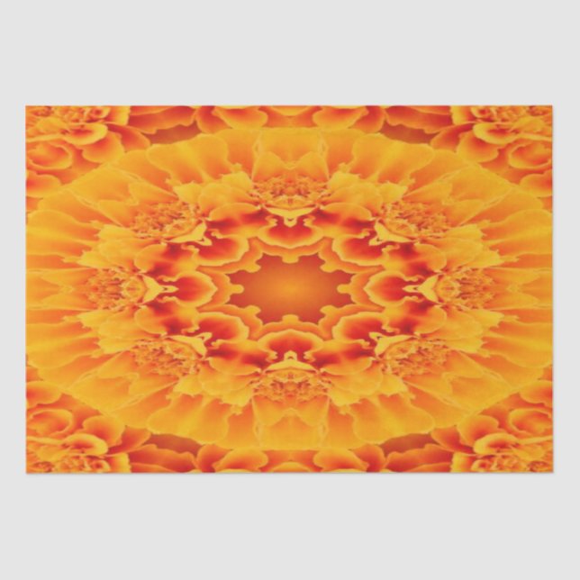 Papier Mousseline Orange Marigold Mandala (Recto)