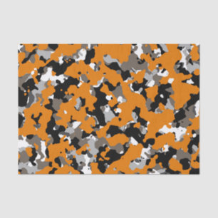 Papier Mousseline Orange Noir Gris Marron Imprimé Camouflage Camo So