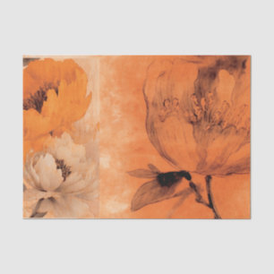 Papier Mousseline Orange Peonies 2 Découpage Conception de collage