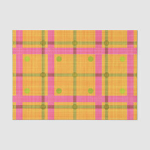 PAPIER MOUSSELINE ORANGE ROSE VERT JAUNE PLAID POIS