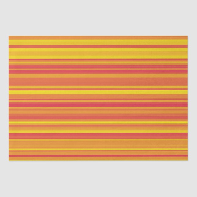 Papier Mousseline Orange rouge jaune rayures (Recto)