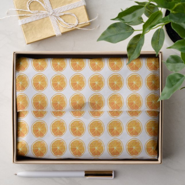 Papier Mousseline Orange Slices Pattern (Cadeau)