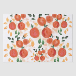 Papier Mousseline Orange tropicale et Motif Feuille