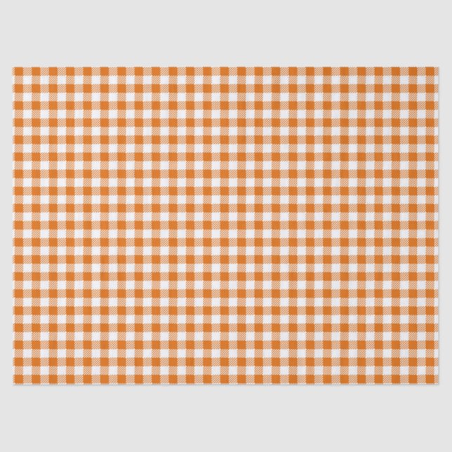 PAPIER MOUSSELINE ORANGE & WHITE EN VICHY MOTIF PLAID (Recto)