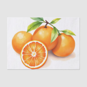 Papier Mousseline Oranges aquarelles vives