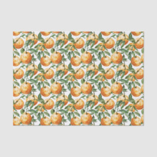 Papier Mousseline Oranges d'aquarelle et Motif Feuille